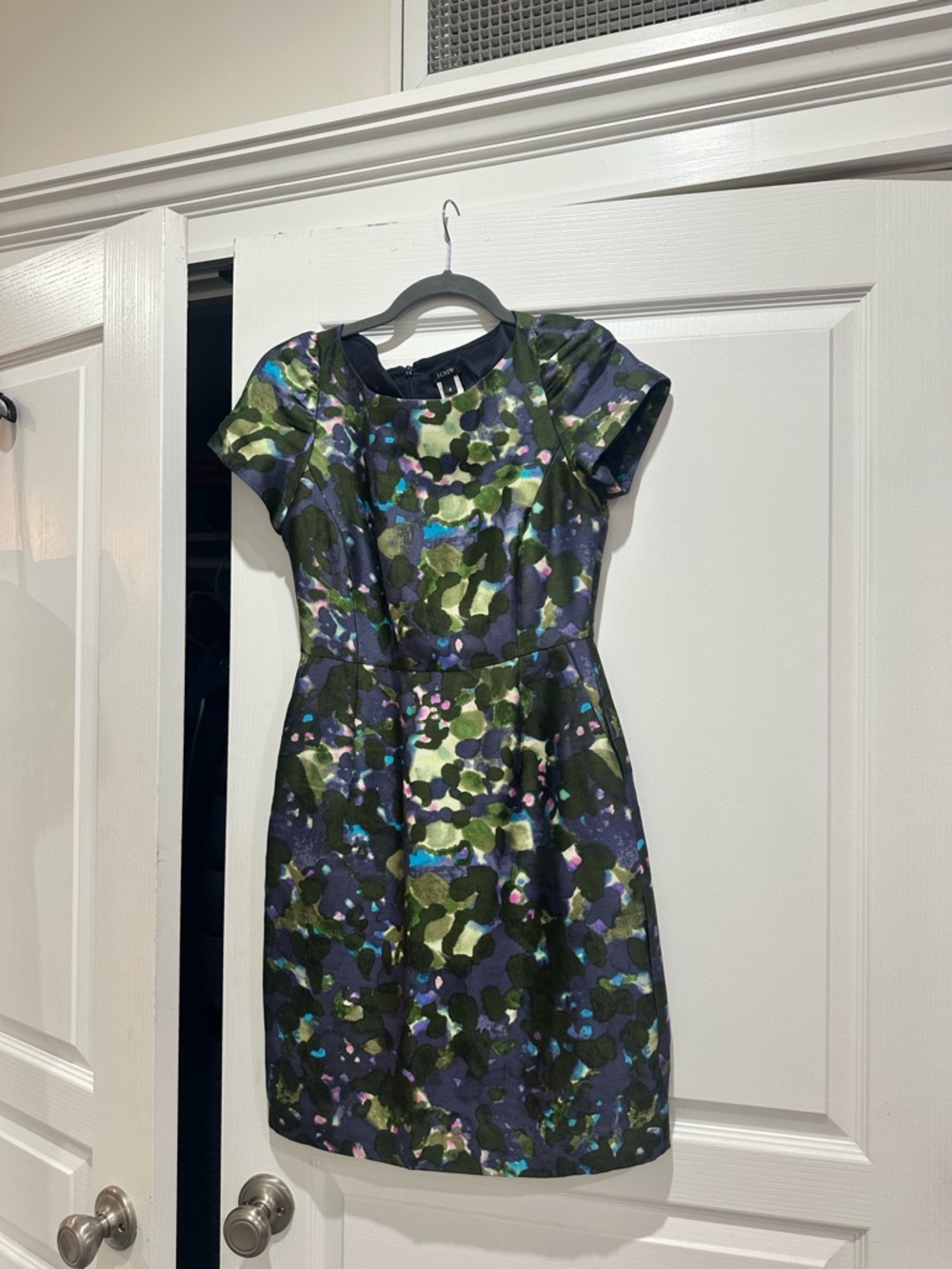 J. Crew Navy Green Multicolor Floral Sheath Dress